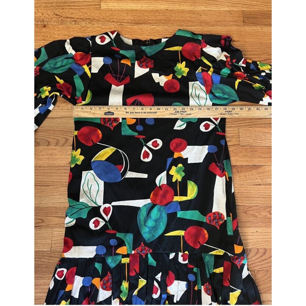 Helga‎ 80s Neiman Marcus  Floral Print Drop Waist Dress Size 12 Vintage Belt - Picture 9 of 10